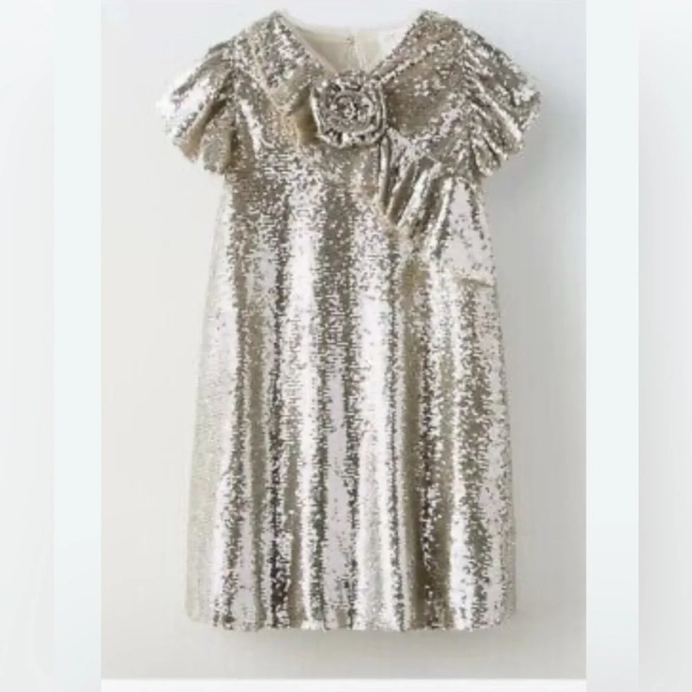 Zara Kids Sequin Golden Party Dress Size 13-14 New without tags